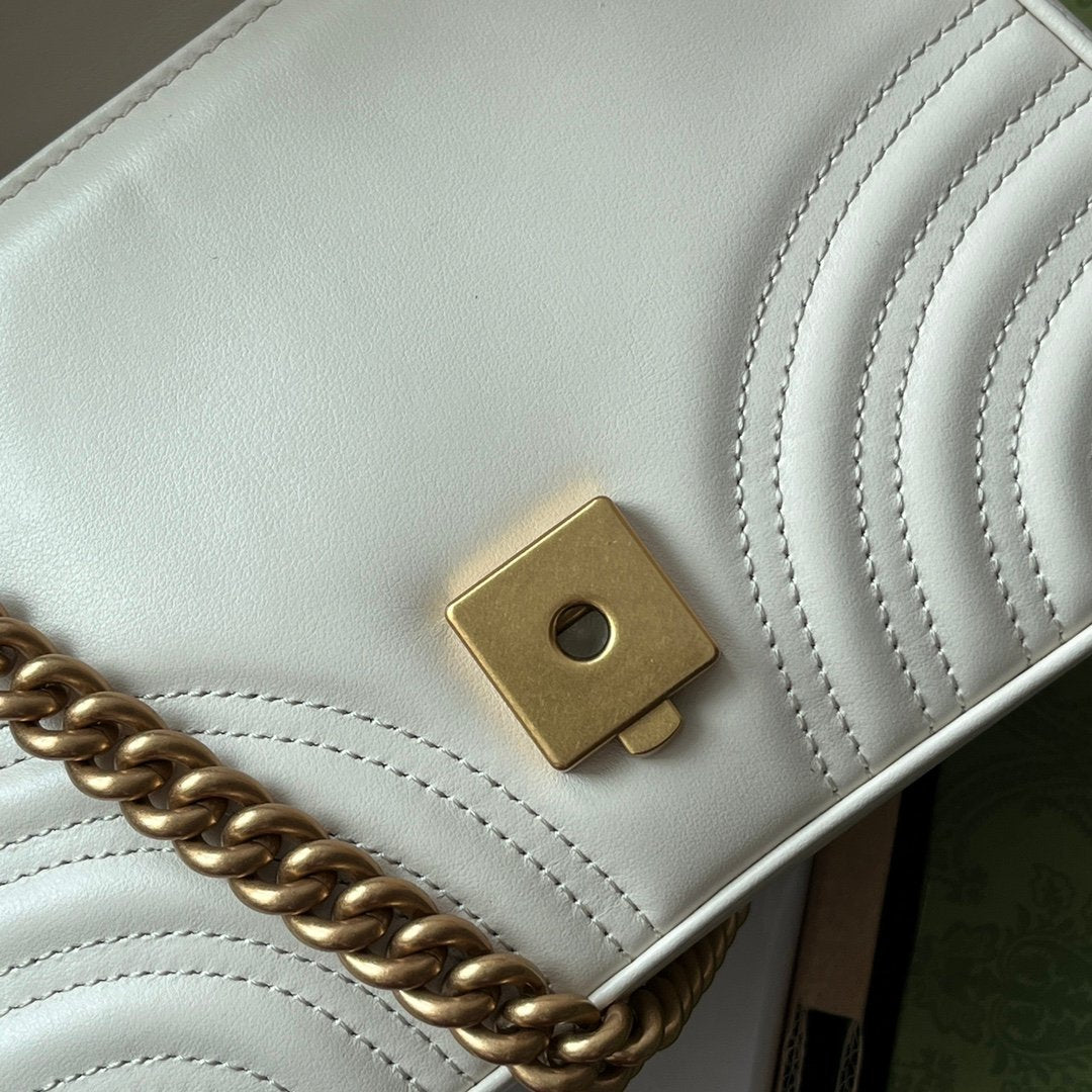 Gucci GG Marmont Mini Top Handle Bag White For Women, Women’s Bags 8.3in/21cm