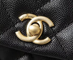 Chanel Coco Handle Quilted Lizard Handle Bag Caviar Leather Gold Hardware Spring/Summer Act 1 Collection 24cm Black