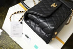 Chanel Coco Handle Quilted Lizard Handle Bag Caviar Leather Gold Hardware Spring/Summer Act 1 Collection 24cm Black