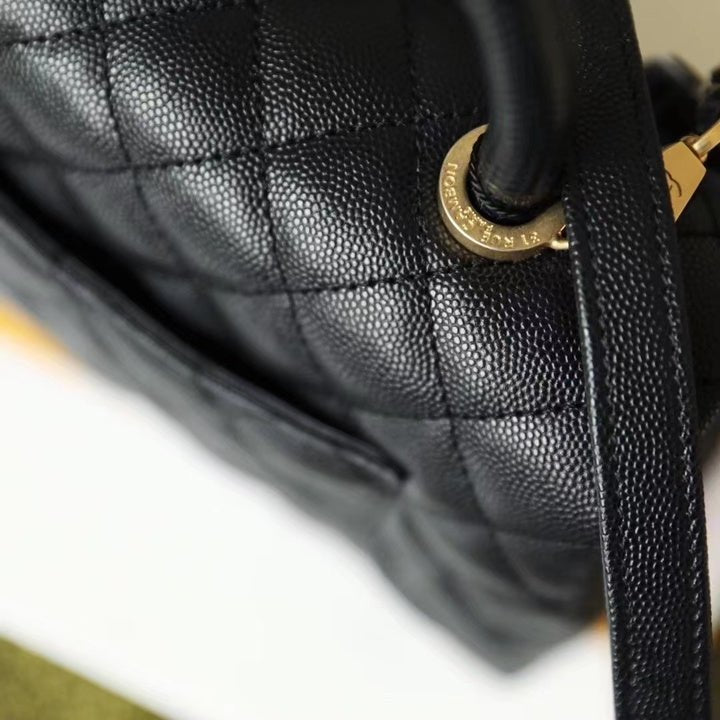 Chanel Coco Handle Quilted Lizard Handle Bag Caviar Leather Gold Hardware Spring/Summer Act 1 Collection 24cm Black