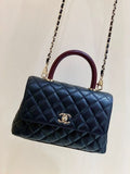 Chanel Coco Handle Quilted Lizard Handle Bag 24cm Caviar Leather Gold Hardware Spring/Summer Act 1 Collection Black