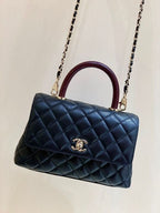 Chanel Coco Handle Quilted Lizard Handle Bag 24cm Caviar Leather Gold Hardware Spring/Summer Act 1 Collection Black