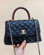 Chanel Coco Handle Quilted Lizard Handle Bag 24cm Caviar Leather Gold Hardware Spring/Summer Act 1 Collection Black