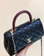Chanel Coco Handle Quilted Lizard Handle Bag 24cm Caviar Leather Gold Hardware Spring/Summer Act 1 Collection Black