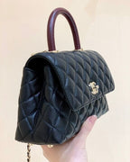 Chanel Coco Handle Quilted Lizard Handle Bag 24cm Caviar Leather Gold Hardware Spring/Summer Act 1 Collection Black