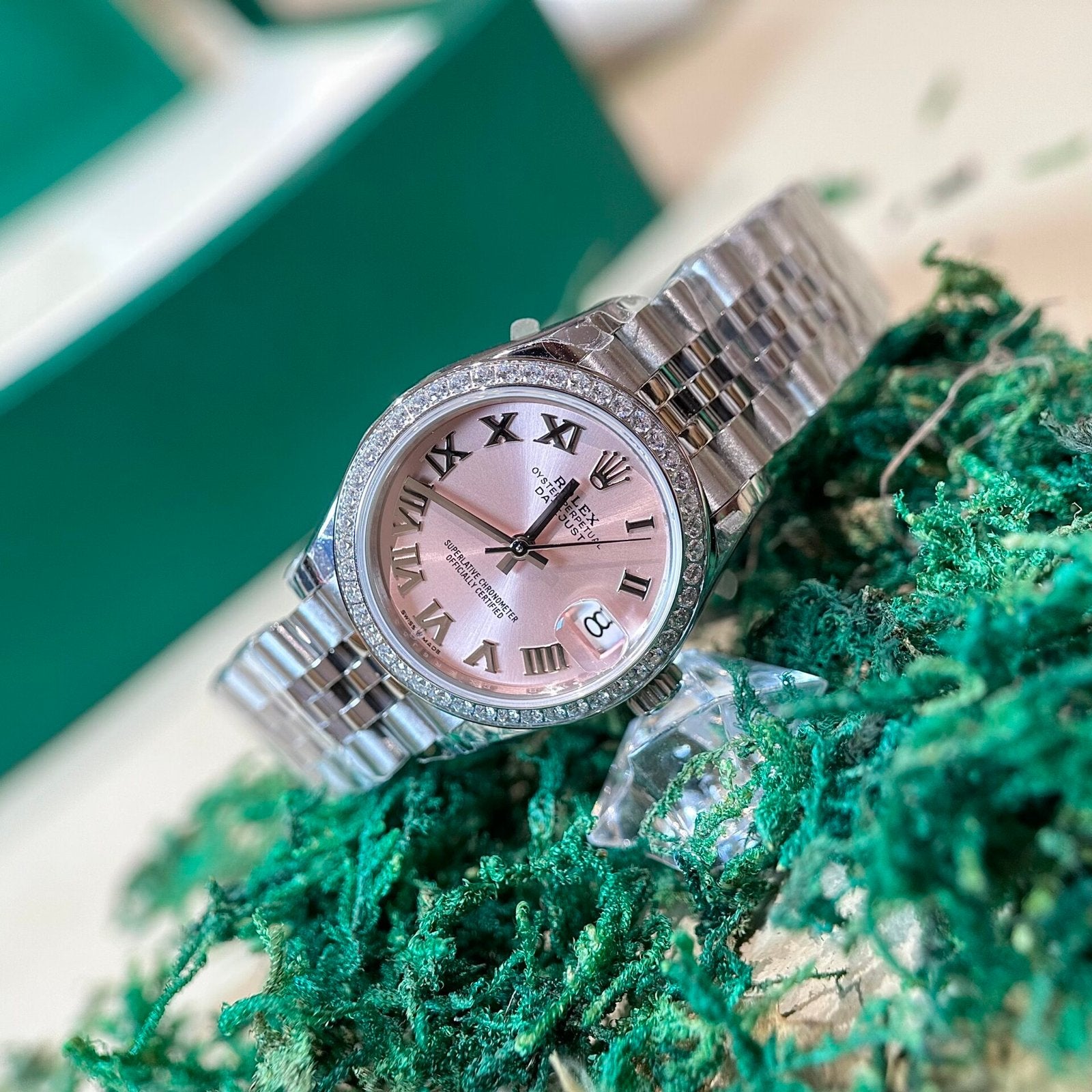 Rolex Date Just Watch With Diamonds Pink Dial 31mm
