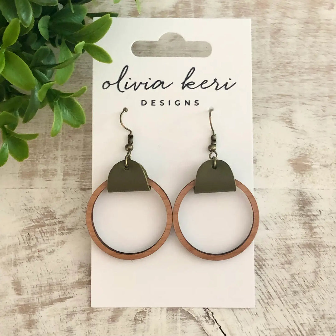 Olive Wood Hoops Earrings  |  Featured Brand