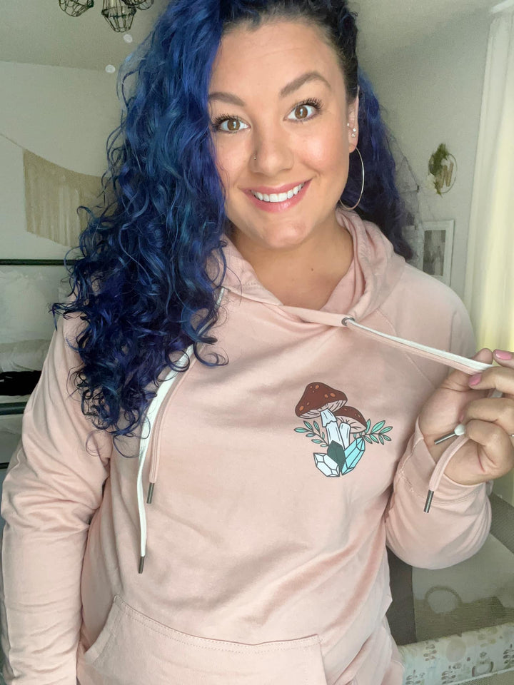 Mystic Mushroom Rose French Terry Hoodie  |  Natural Tones