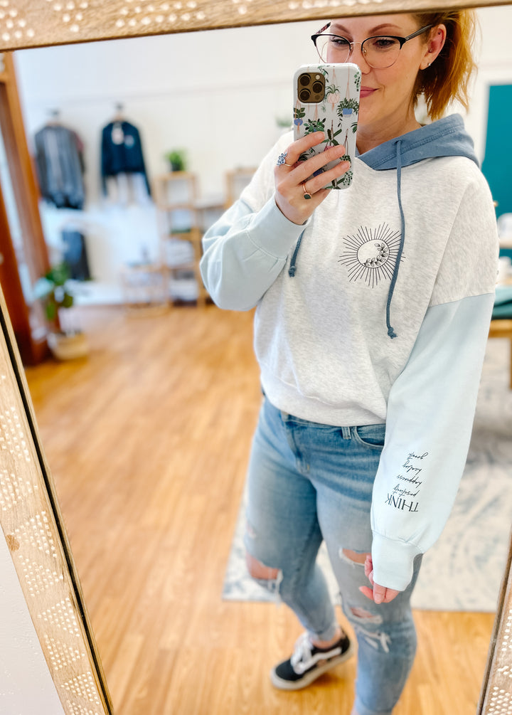 THINK + Sunleaf Colorblock Crop Hoodie