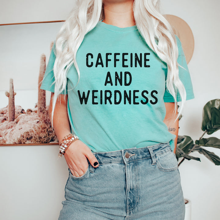 Caffeine and Weirdness Chalky Mint Garment-Dyed Tee