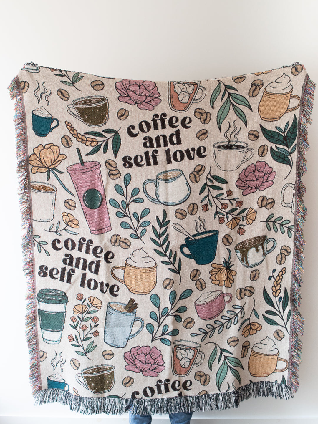 Coffee and Self Love Woven Throw Blanket