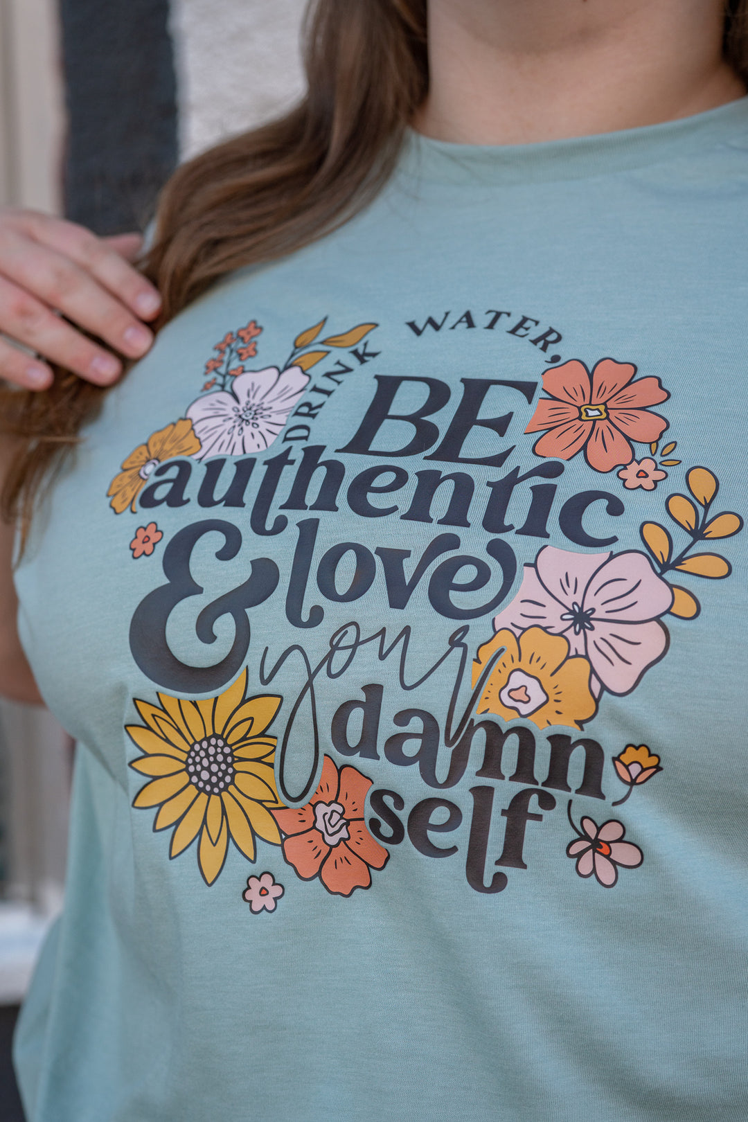 Drink Water Be Authentic Heather Blend Tee