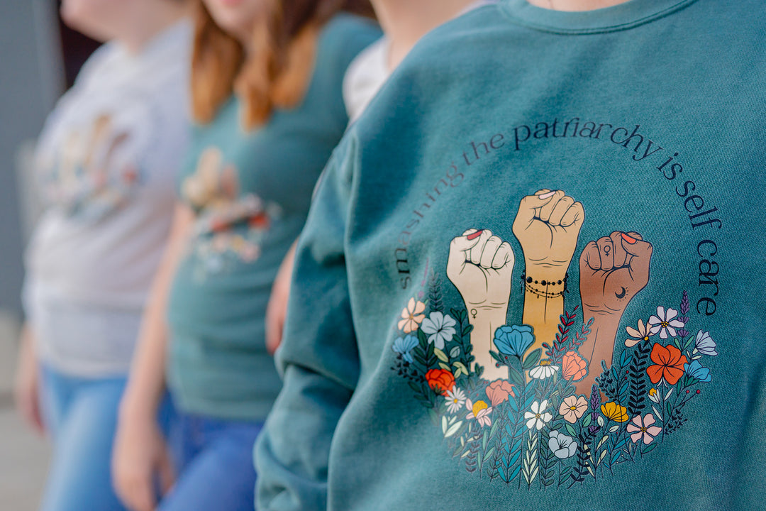 Smashing The Patriarchy Is Self Care Blue Spruce Garment-Dyed Pullover