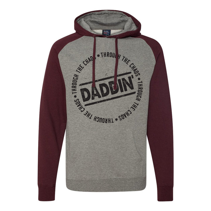 Daddin' Through the Chaos Gray/Maroon Hoodie
