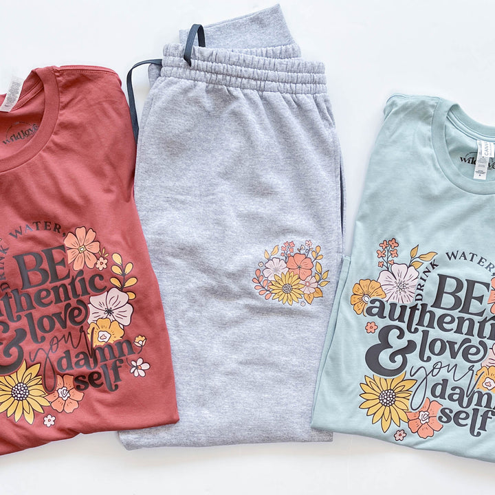 Autumn Flowers Gray Joggers