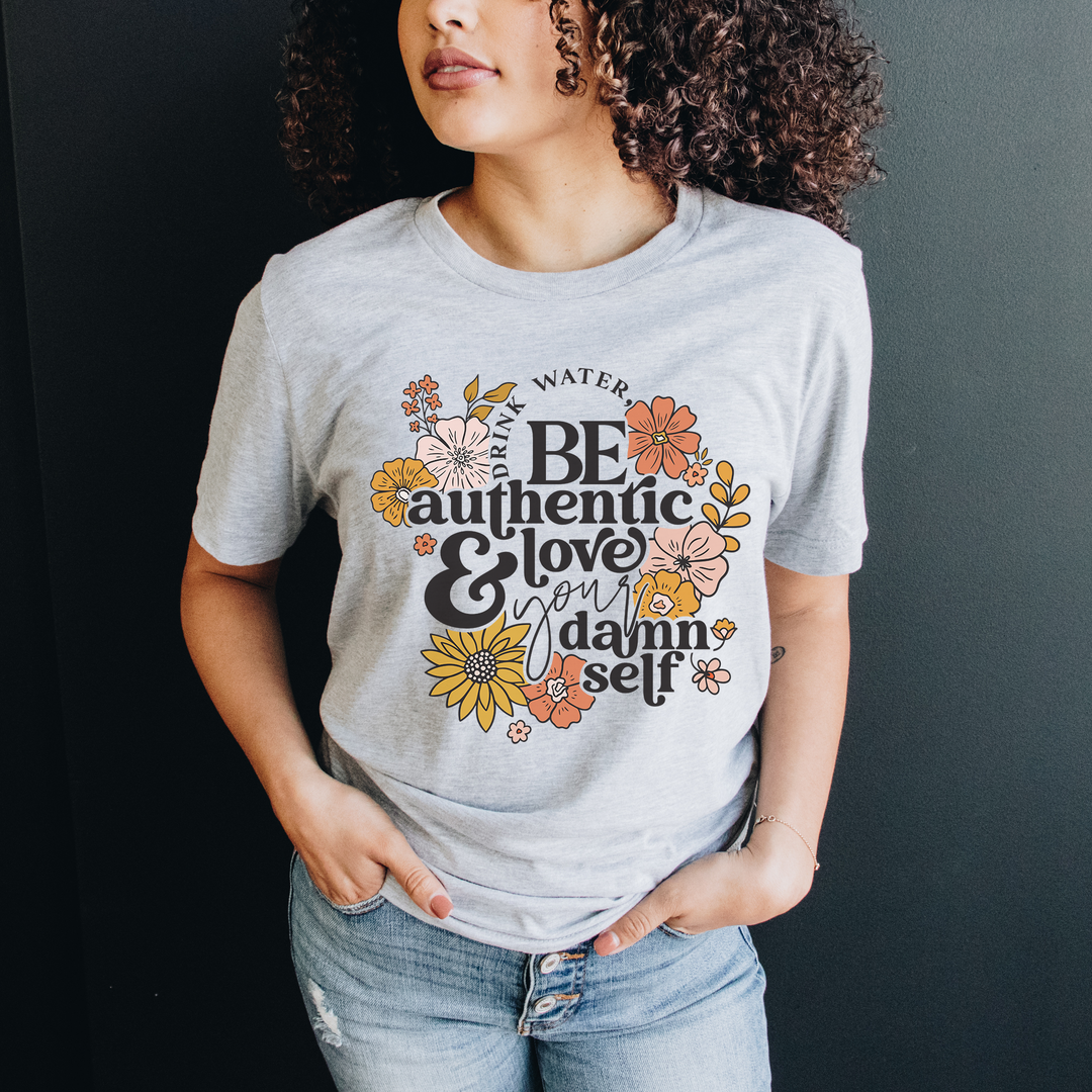 Drink Water Be Authentic Heather Blend Tee