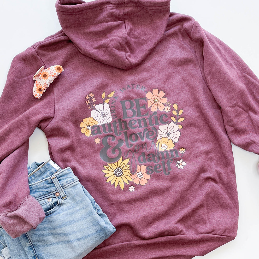 Drink Water Be Authentic Zip Hoodie
