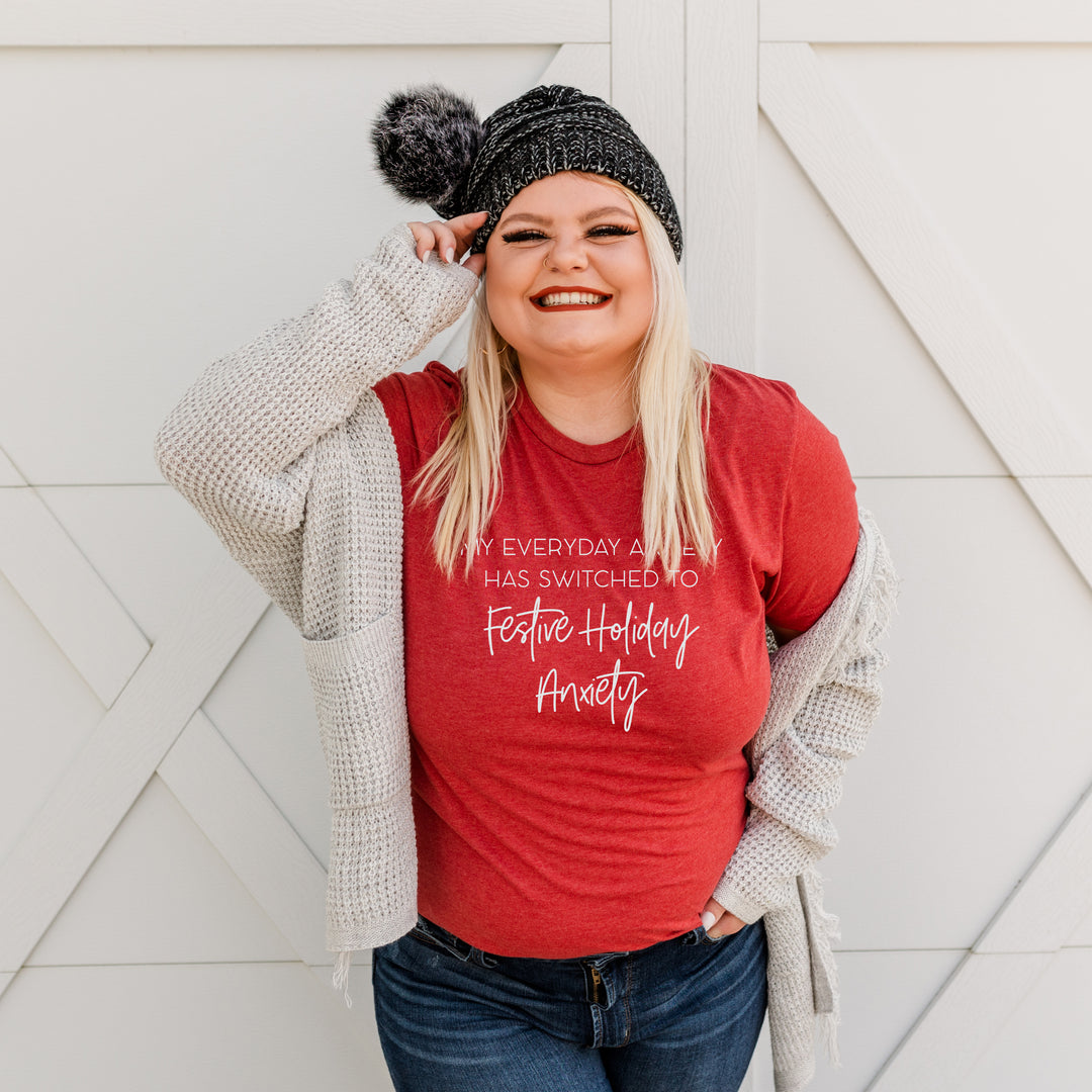 Festive Holiday Anxiety Heather Blend Tee