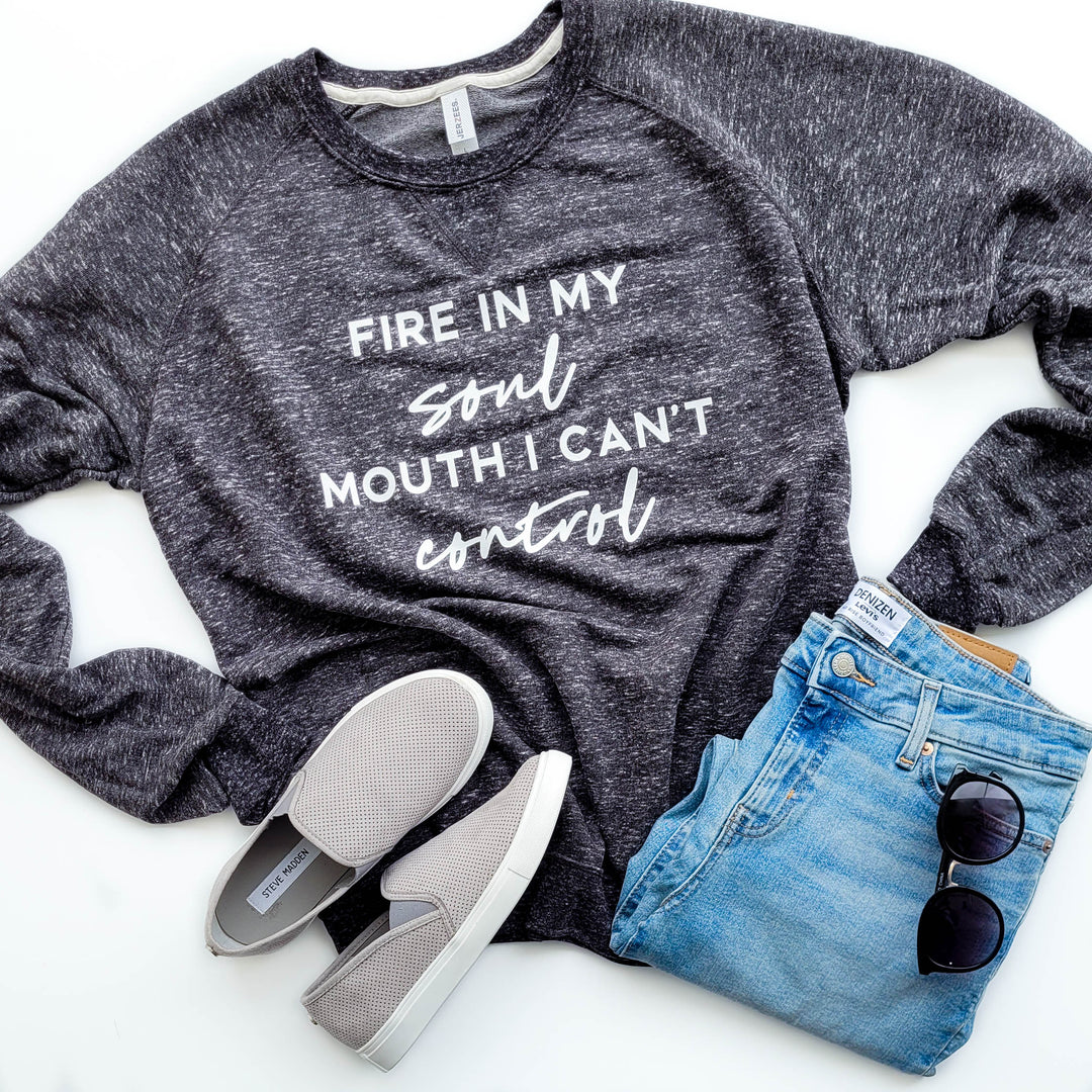 Fire In My Soul Black Heather French Terry Pullover
