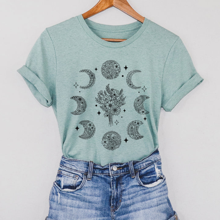 Floral Moon Phase Heather Blend Tee