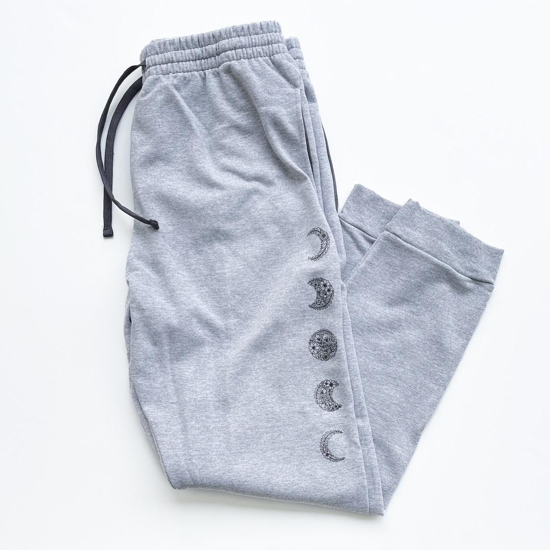 Floral Moon Phase Gray Joggers