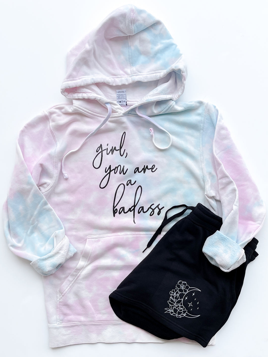 Girl You Are a Badass Cotton Candy Tie Dye Hoodie