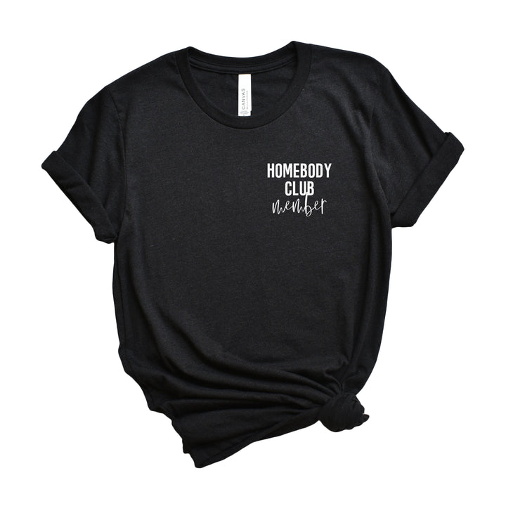 Homebody Club Member Black Crew Neck Tee  |  White Ink