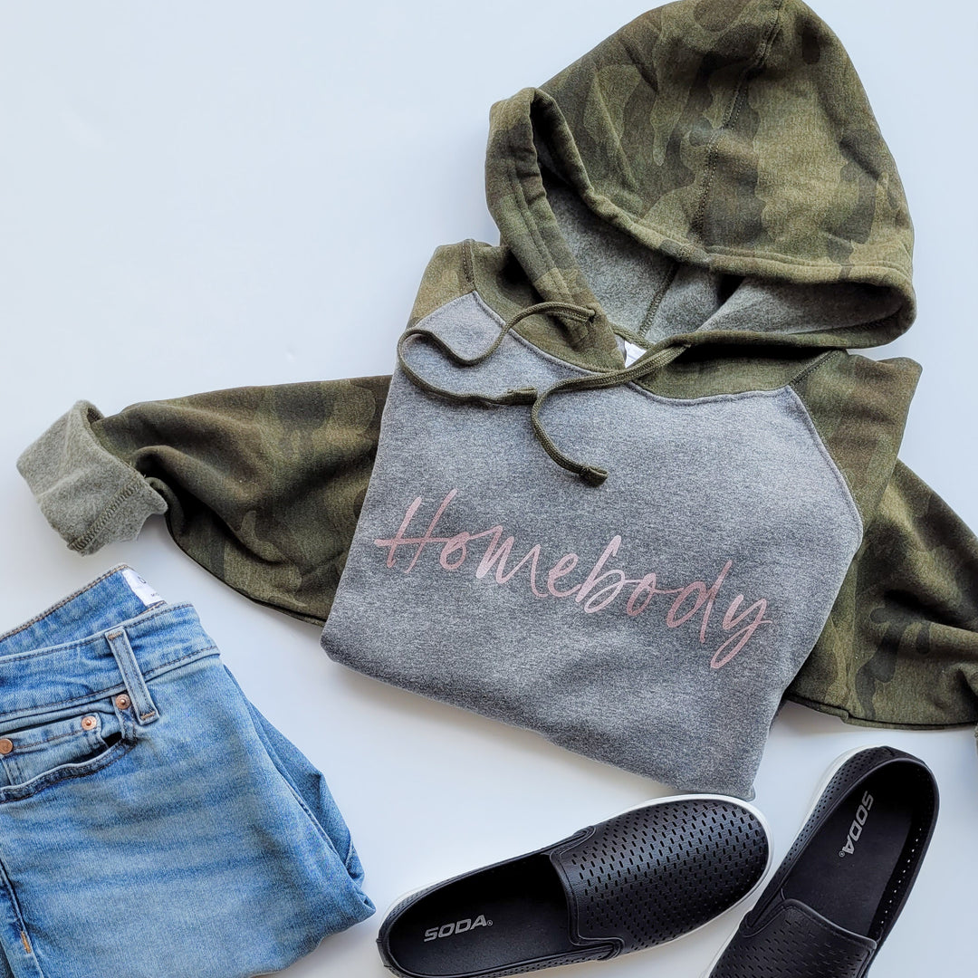 Homebody Gray/Camo Fleece Hoodie