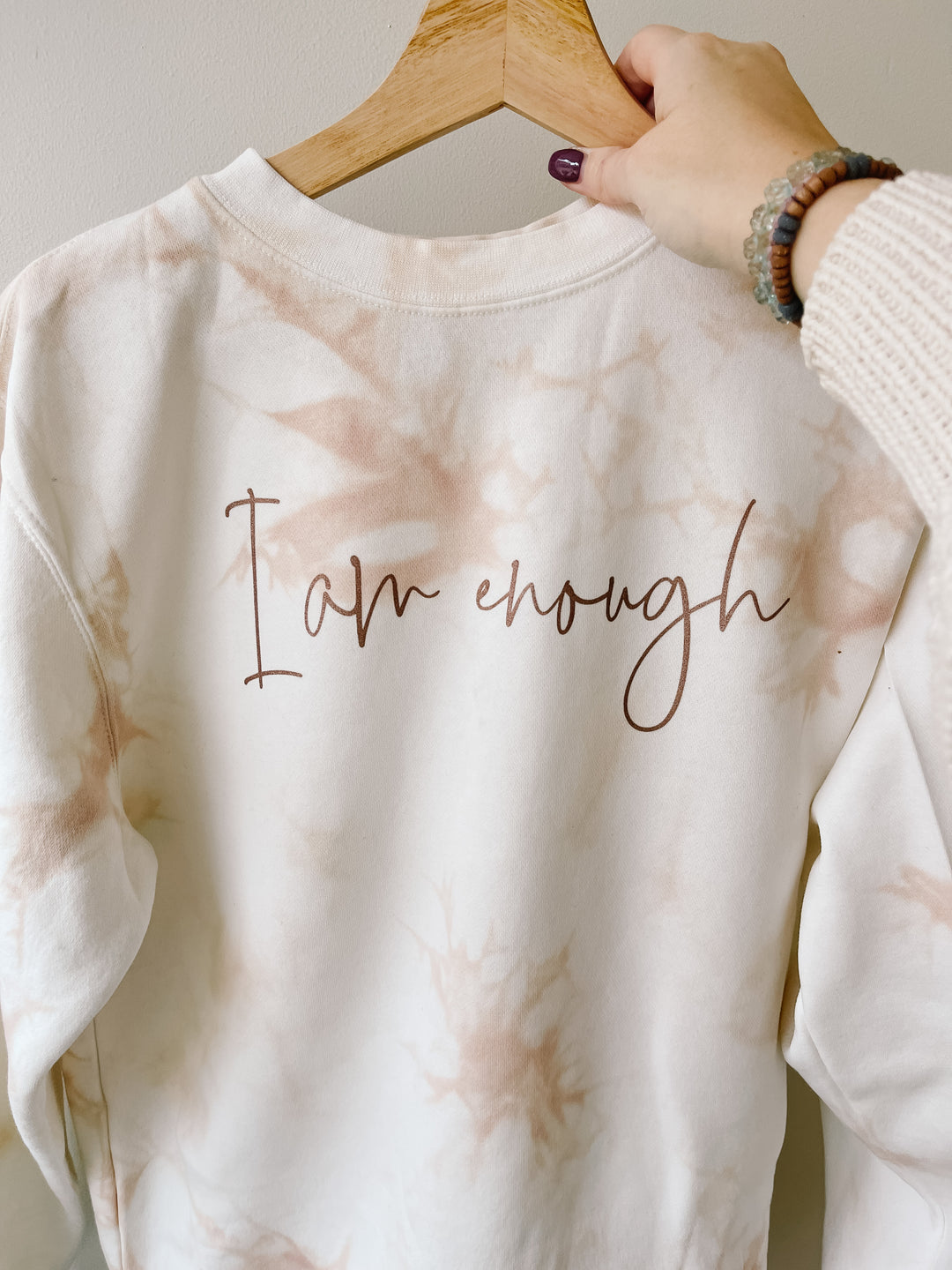 I Am Enough Dusty Pink Tie Dye Pullover OR Hoodie