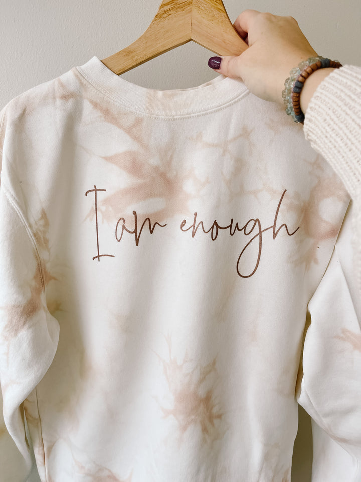 I Am Enough Dusty Pink Tie Dye Pullover OR Hoodie