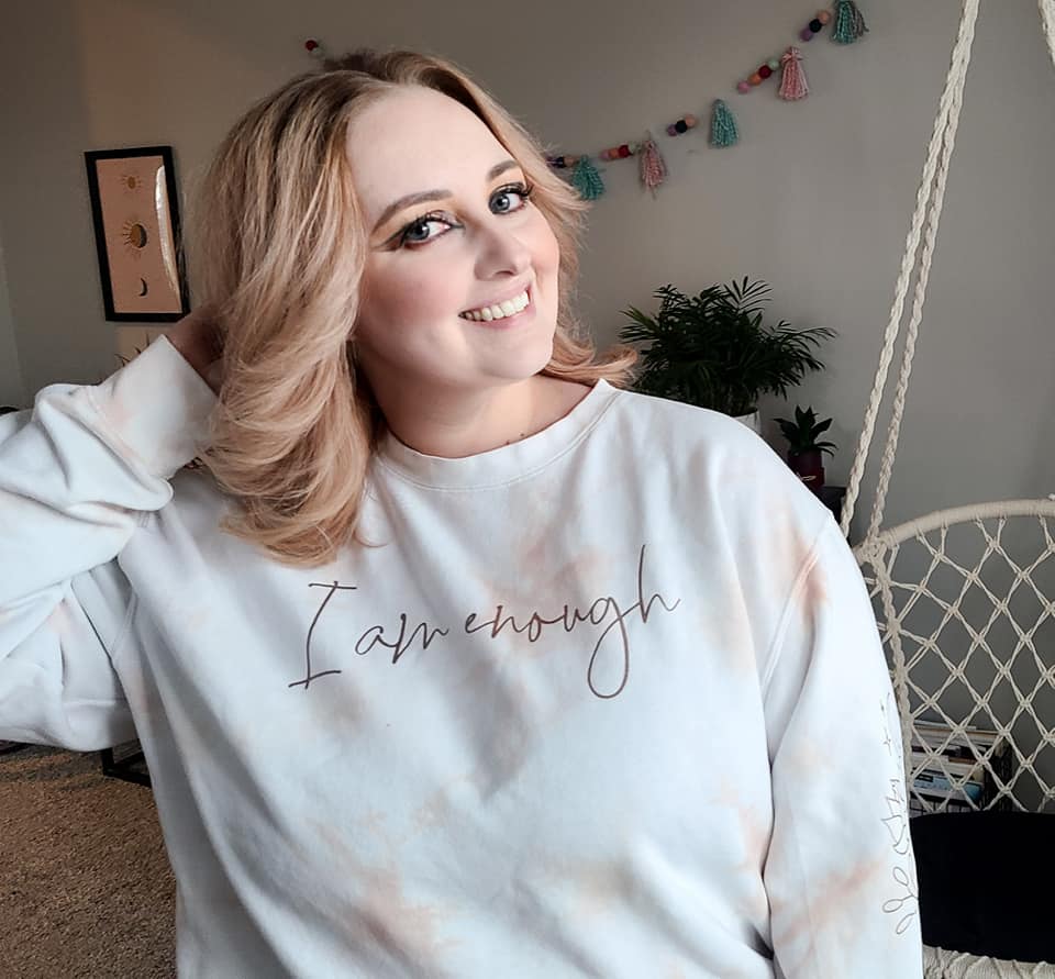 I Am Enough Dusty Pink Tie Dye Pullover OR Hoodie