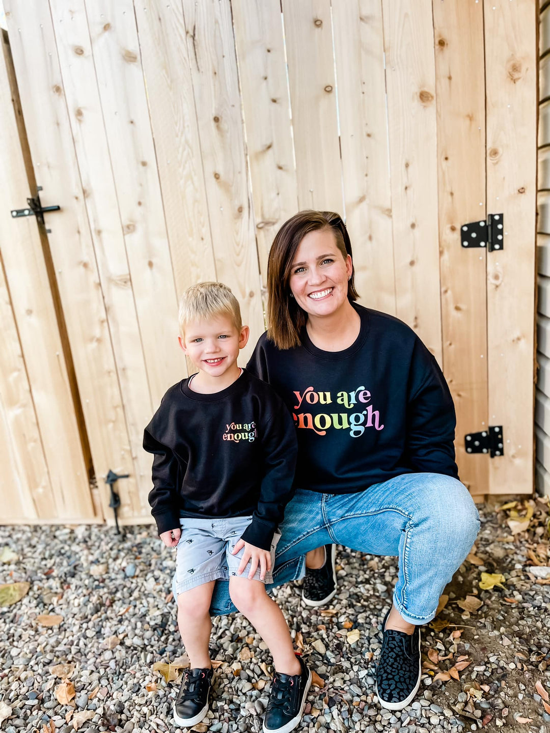 You Are Enough Black Toddler/Youth Fleece Pullover  |  Rainbow Ink