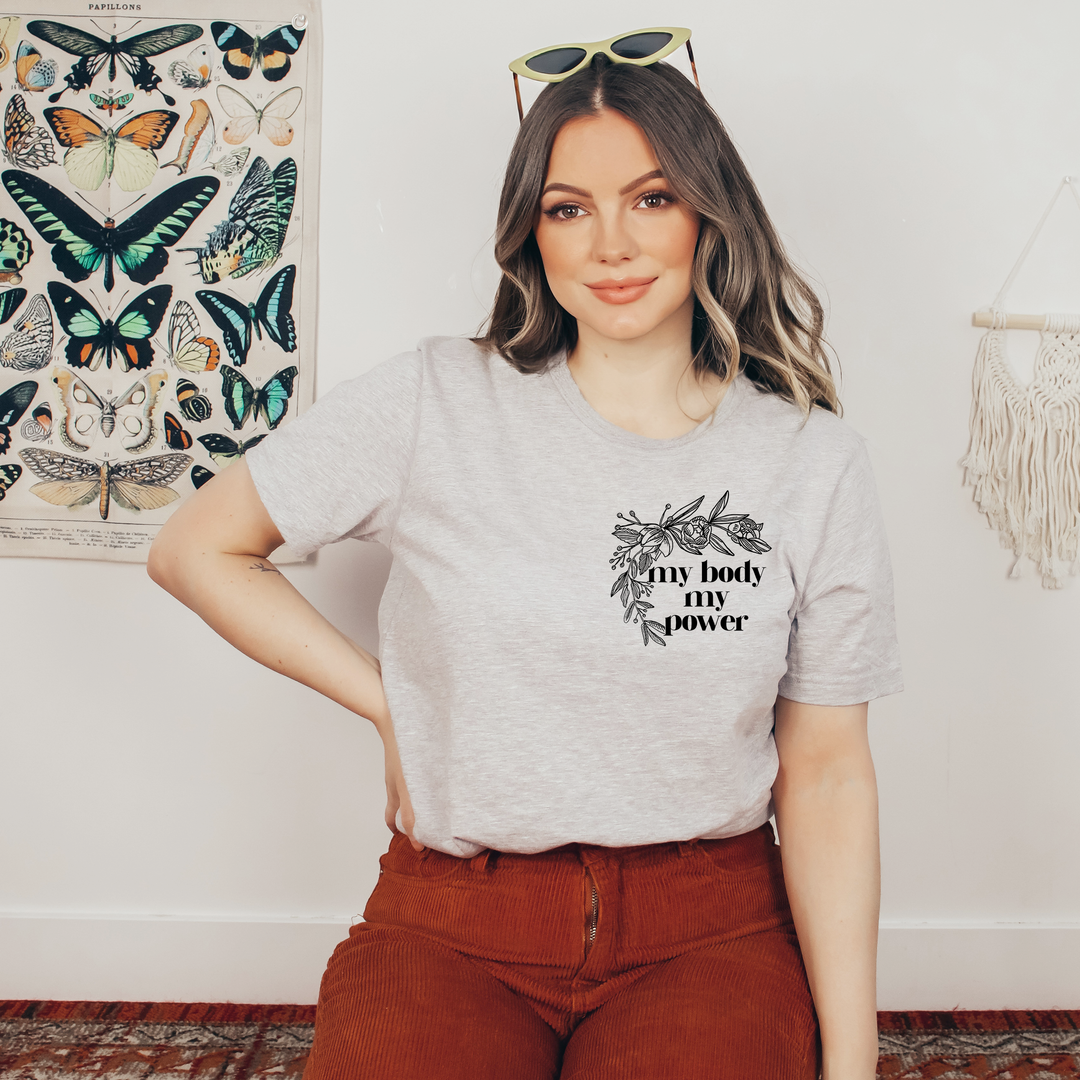 My Body My Power Athletic Gray Tee  |  Black Ink