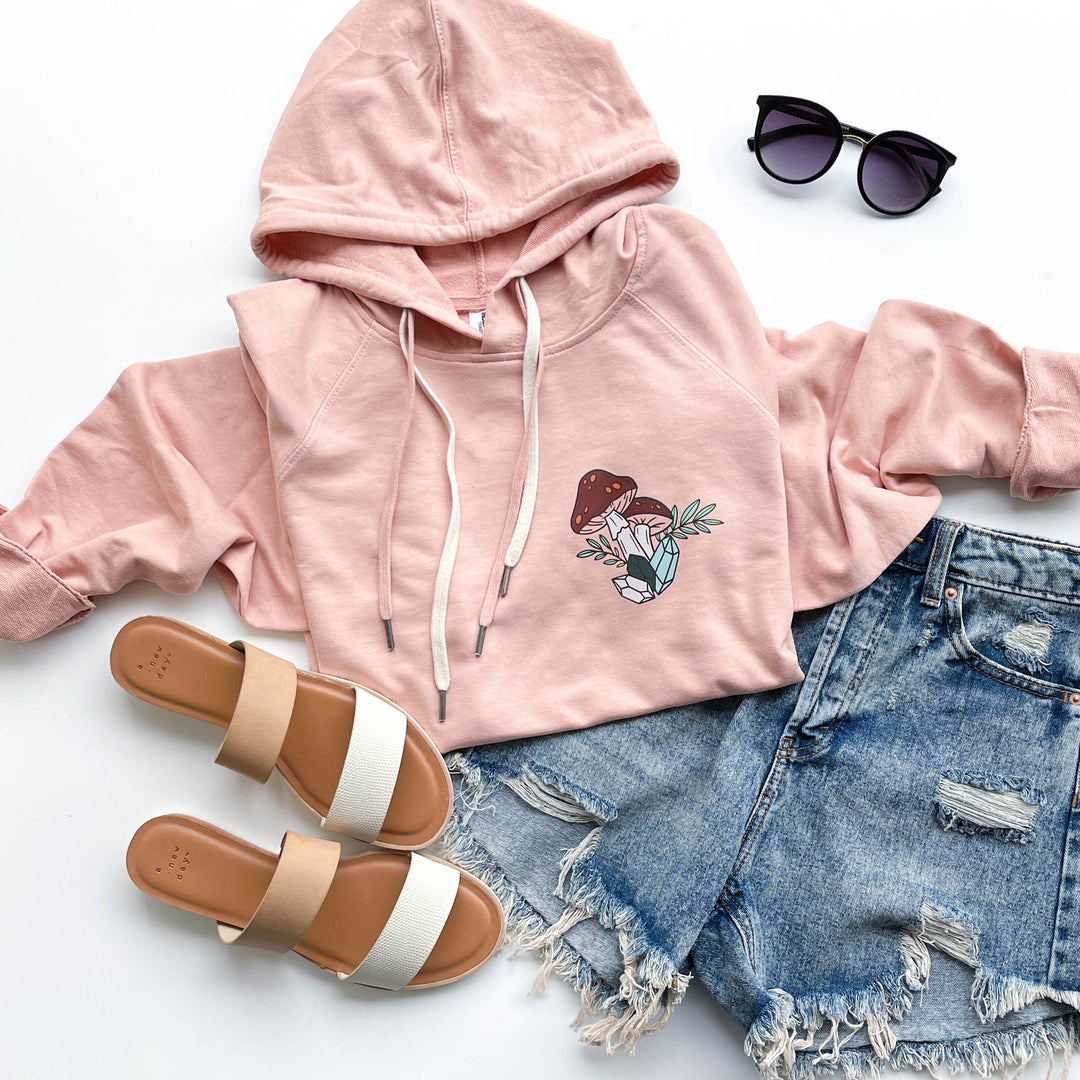 Mystic Mushroom Rose French Terry Hoodie  |  Natural Tones
