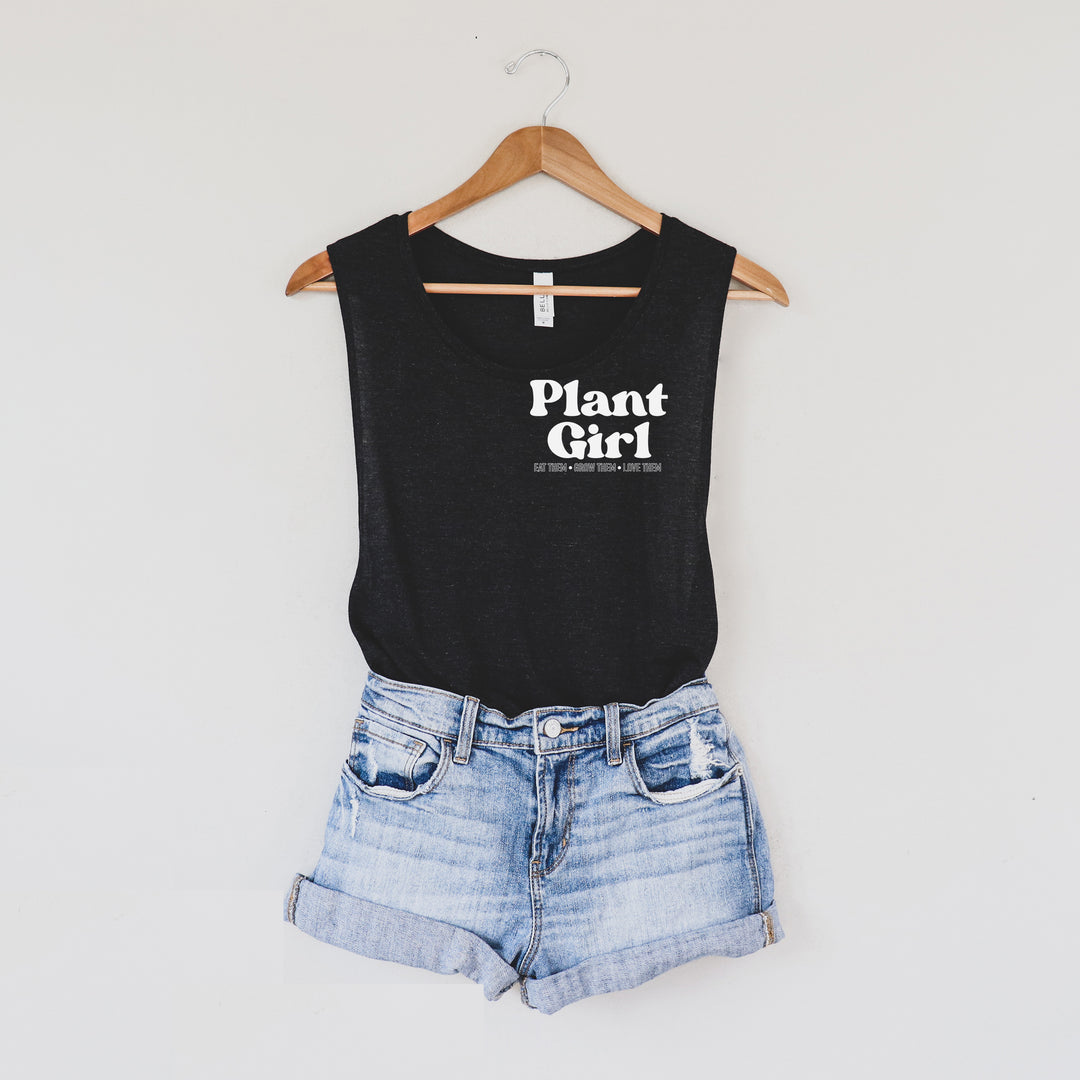 Plant Girl Muscle Tank  |  White Ink