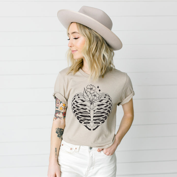 Floral Ribcage Heather Tee