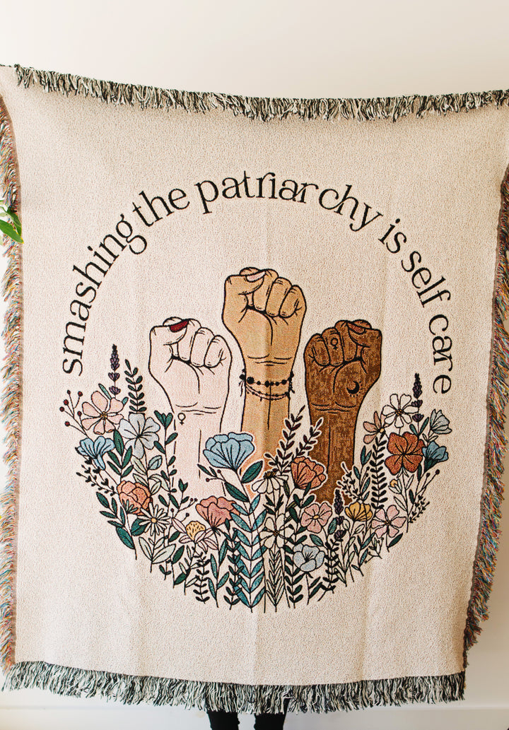 Smashing The Patriarchy Is Self Care Woven Throw