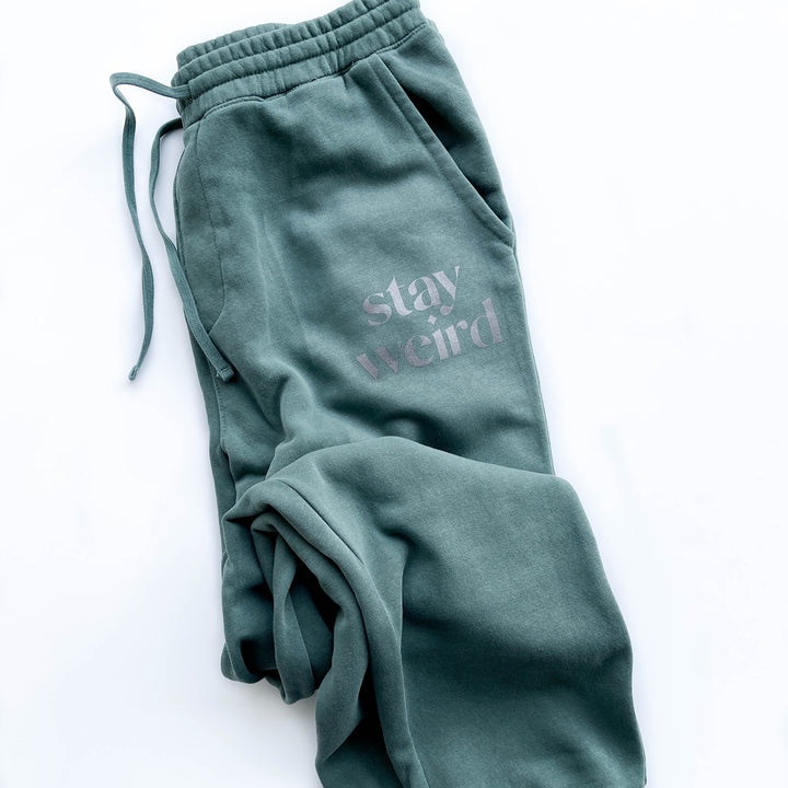 Stay Weird Alpine Green Pigment Dyed Joggers