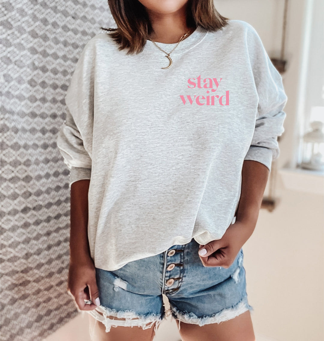Stay Weird Pullover  |  Coral Ink