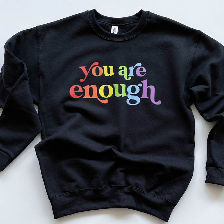 You Are Enough Black Toddler/Youth Fleece Pullover  |  Rainbow Ink