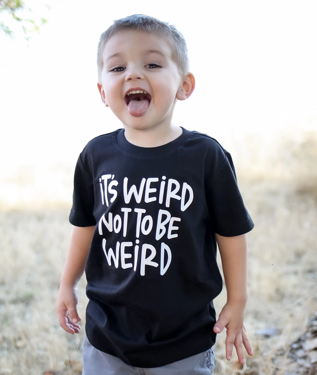 It's Weird Not to Be Weird Kids Tee  |  White Ink