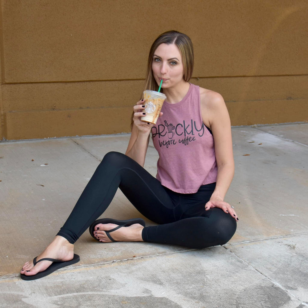 Prickly Before Coffee Crop Racerback Tank  |  Black Ink